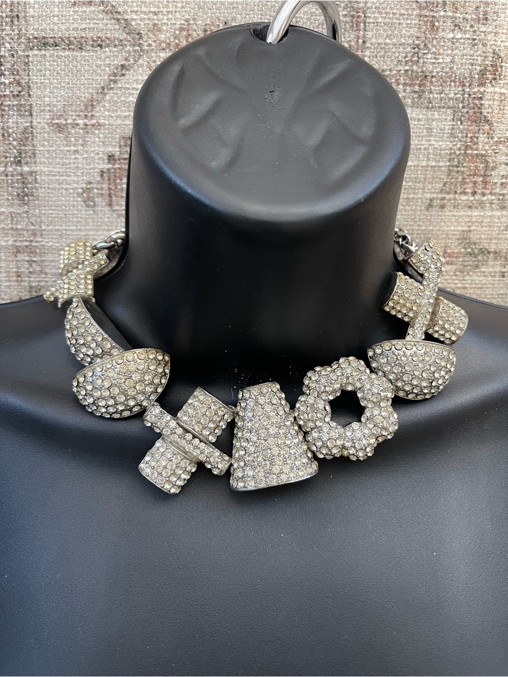 Jay Feinberg 80’s Chunky Crystal Pave Geometric Swarovski Necklace